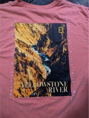 National Geographic Mens Salmon Long Sleeve Graphic Logo Crew Neck T-Shirt XL